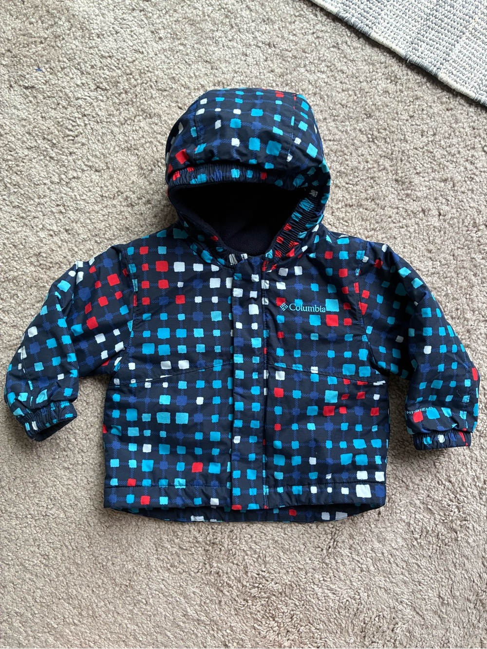 Columbia Fleece Lined Navy Hooded Puffer Jacket